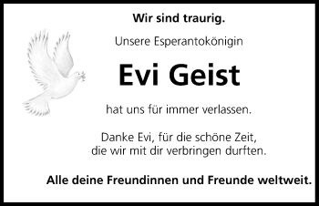 Anzeige von Evi Geist von MGO