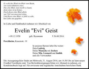 Anzeige von Evelin Geist von MGO