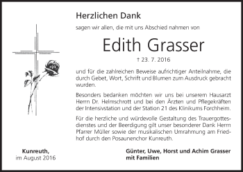 Anzeige von Edith Grasser von MGO