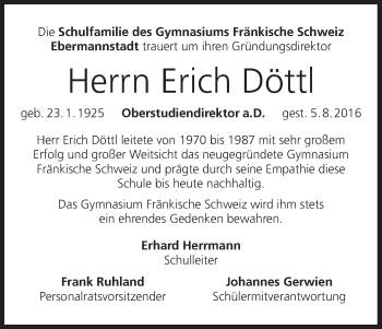 Anzeige von Erich Döttl von MGO