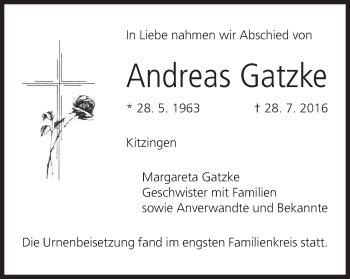 Anzeige von Andreas Gatzke von MGO