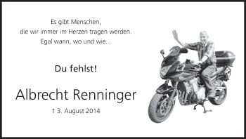 Anzeige von Albrecht Renninger von MGO