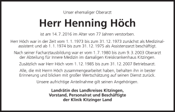 Anzeige von Henning Höch von MGO
