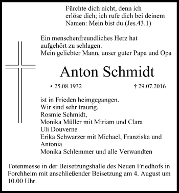 Anzeige von Anton Schmidt von MGO