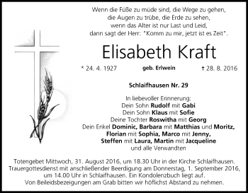Anzeige von Elisabeth Kraft von MGO