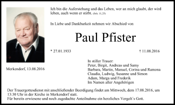 Anzeige von Paul Pfister von MGO
