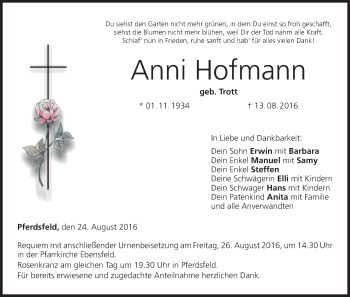 Anzeige von Anni Hofmann von MGO