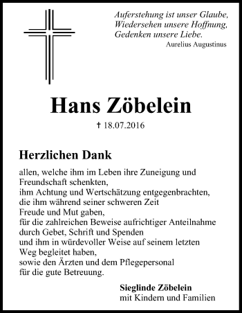 Anzeige von Hans Zöbelein von MGO