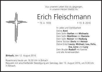 Anzeige von Erich Fleischmann von MGO