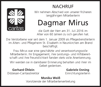 Anzeige von Dagmar Mirus von MGO