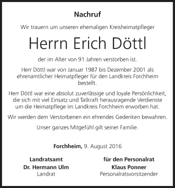 Anzeige von Erich Döttl von MGO
