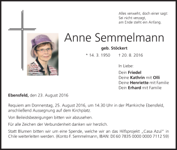 Anzeige von Anne Semmelmann von MGO