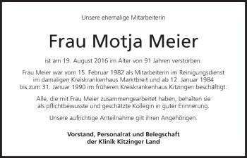 Anzeige von Motja Meier von MGO