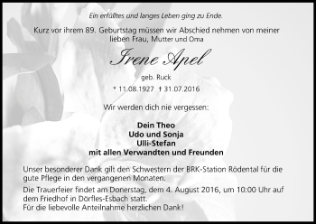 Anzeige von Irene Apel von MGO