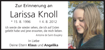 Anzeige von Larissa Knoll von MGO