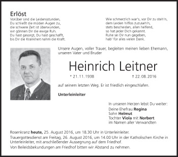 Anzeige von Heinrich Leitner von MGO