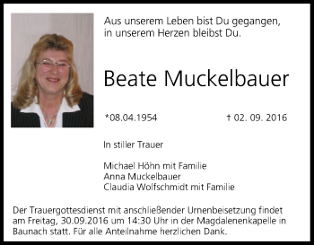 Anzeige von Beate Muckelbauer von MGO