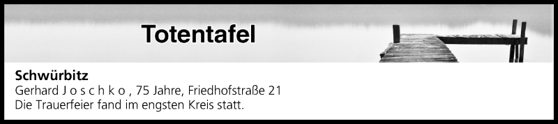  Traueranzeige für Totentafel vom 07.09.2016 vom 07.09.2016 aus MGO