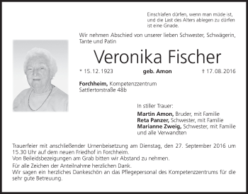Anzeige von Veronika Fischer von MGO