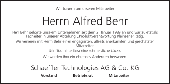 Anzeige von Alfred Behr von MGO