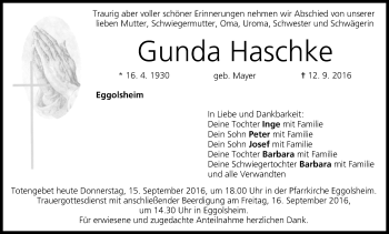 Anzeige von Gunda Haschke von MGO