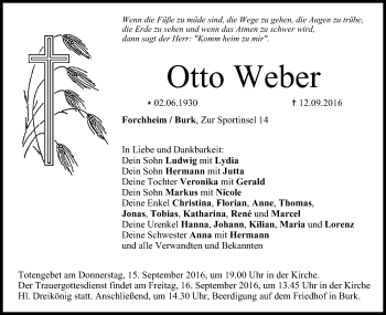 Anzeige von Otto Weber von MGO