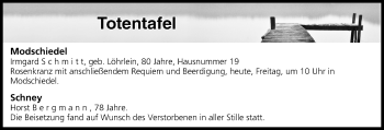 Anzeige von Totentafel vom 23.09.2016 von MGO