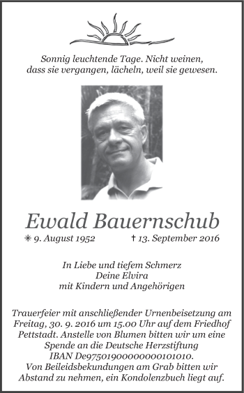 Anzeige von Ewald Bauernschub von MGO
