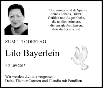Anzeige von Lilo Bayerlein von MGO
