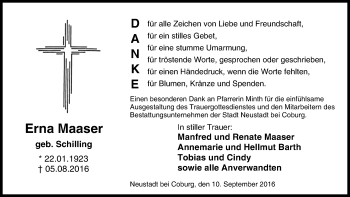 Anzeige von Erna Maaser von MGO