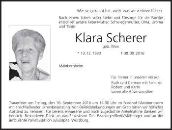Anzeige von Klara Scherer von MGO