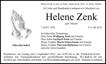 Anzeige von Helene Zenk von MGO