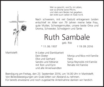 Anzeige von Ruth Sambale von MGO