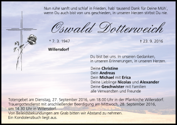 Anzeige von Oswald Dotterweich von MGO