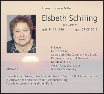 Anzeige von Elsbeth Schilling von MGO