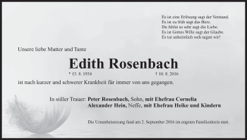 Anzeige von Edith Rosenbach von MGO
