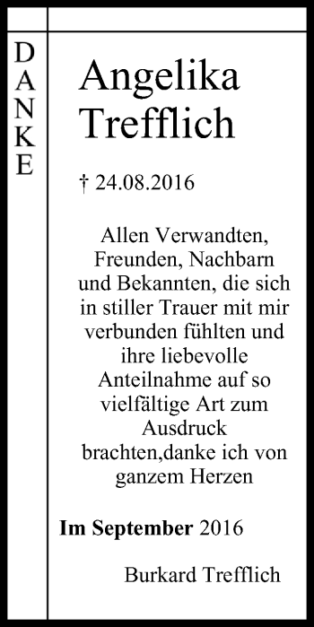 Anzeige von Angelika Trefflich von MGO