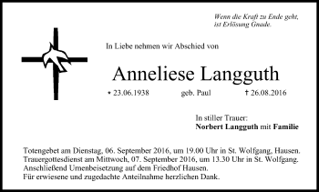 Anzeige von Anneliese Langguth von MGO