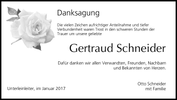 Anzeige von Gertraud Schneider von MGO