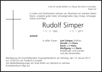 Anzeige von Rudolf Simper von MGO