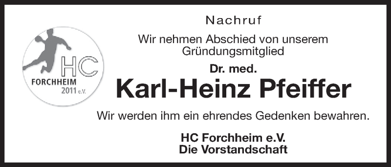  Traueranzeige für Karl-Heinz Pfeiffer vom 06.01.2017 aus MGO