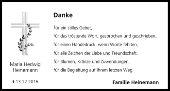 Anzeige von Maria Hedwig Heinemann von MGO