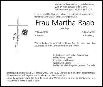 Anzeige von Martha Raab von MGO