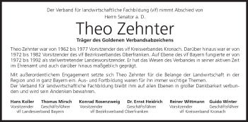 Anzeige von Theo Zehnter von MGO