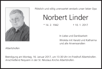 Anzeige von Norbert Linder von MGO