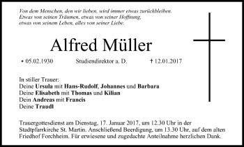 Anzeige von Alfred Müller von MGO