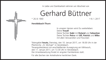 Anzeige von Gerhard Büttner von MGO
