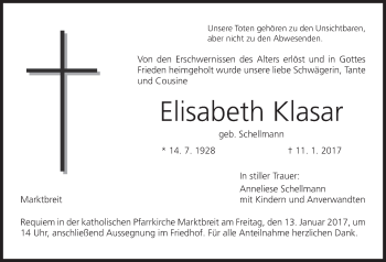 Anzeige von Elisabeth Klasar von MGO