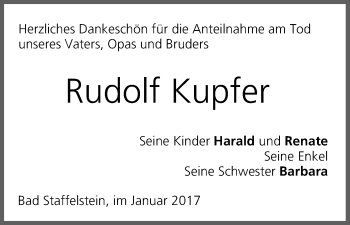 Anzeige von Rudolf Kupfer von MGO