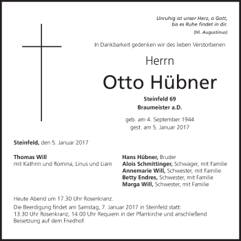Anzeige von Otto Hübner von MGO